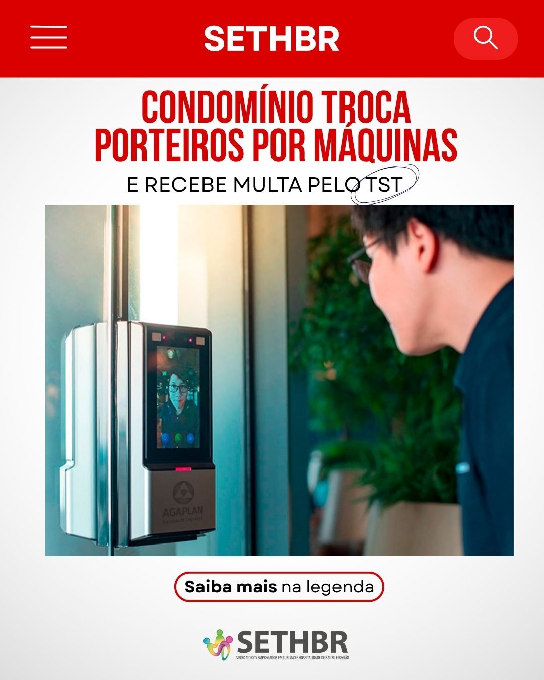 Um condomínio em Campinas foi condenado pelo TST após substituir porteiros por sistema de portaria virtual. A Justiça entendeu que a troca violou a Convenção Coletiva de Trabalho, que proíbe essa substituição sem negociação sindical. ⚖️💼
Resultado? 💸 Multa de 7 pisos salariais para o trabalhador demitido!
A decisão reforça: direitos coletivos devem ser respeitados, mesmo diante da automação. 🤖🚫
#JustiçaDoTrabalho #DireitosTrabalhistas #PortariaVirtual #DecisãoDoTST #ConvençãoColetiva #Trabalho
Conte com a gente!
Sempre ao lado do trabalhador.
📞Fale com o Sethbr: (14) 3227-7431 ou 3227-7283
📲 Para saber mais sobre o nosso trabalho, acesse: www.sethbr.com.br
#sethbrbauru #sindicato #bauru #sethbr #aposentadoria #direitodotrabalhador #condomínios #edificio #baurucity