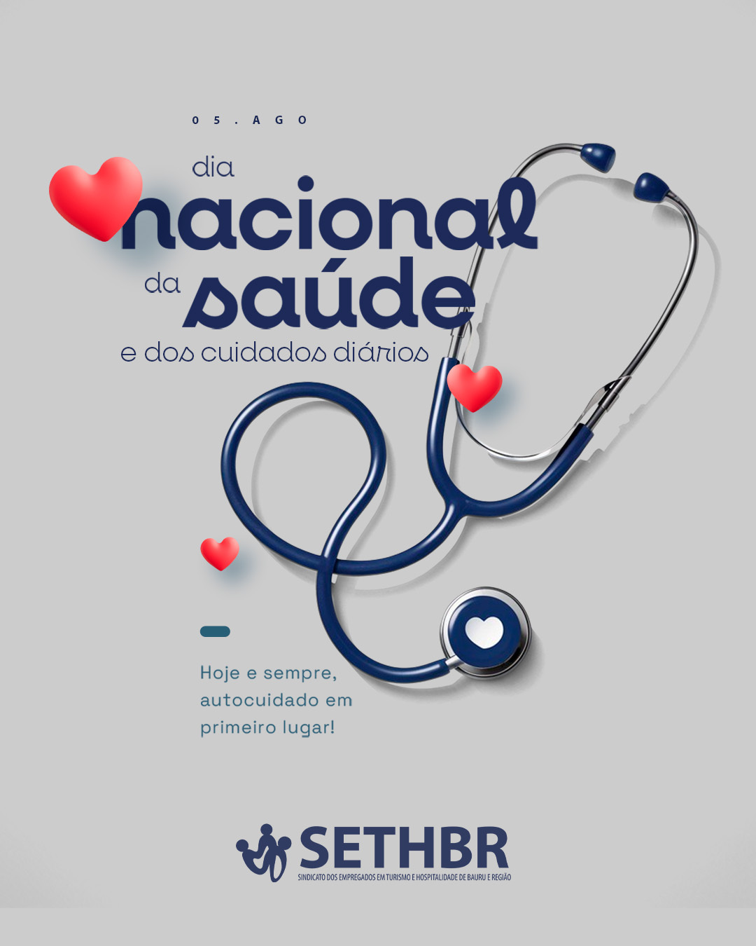 🩺 05 de Agosto | Dia Nacional da Saúde
Cuidar da saúde é um ato de respeito consigo mesmo. 💚
Hoje reforçamos a importância do autocuidado e dos hábitos saudáveis no dia a dia.
Alimentação equilibrada, atividade física, descanso e saúde mental são direitos e também responsabilidades que precisam ser levadas a sério.
Hoje e sempre, autocuidado em primeiro lugar!
Conte com o SETHBR para lutar por condições de trabalho mais saudáveis e justas! ✊
#DiaNacionalDaSaúde #Autocuidado #SETHBR #SaúdeÉPrioridade #CuidarÉResistir
Conte com a gente!
Sempre ao lado do trabalhador.
📞Fale com o Sethbr: (14) 3227-7431 ou 3227-7283
📲 Para saber mais sobre o nosso trabalho, acesse: www.sethbr.com.br
#sethbrbauru #sindicato #bauru #sethbr #aposentadoria #direitodotrabalhador #condomínios #edificio #baurucity