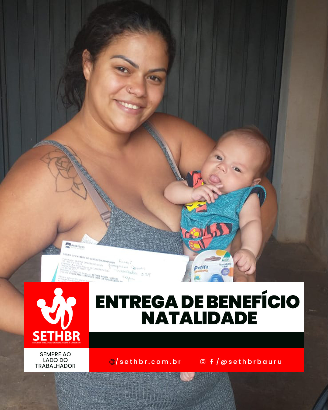 É com imensa alegria que realizamos a entrega do nosso benefício natalidade! 🎁 Um apoio essencial que faz a diferença na vida das famílias dos nossos associados. Juntos, construímos um futuro com mais segurança e carinho. ❤️✨
Conte com a gente!
Sempre ao lado do trabalhador.
Conte com a gente!
Sempre ao lado do trabalhador.
📞Fale com o Sethbr: (14) 3227-7431 ou 3227-7283
📲 Para saber mais sobre o nosso trabalho, acesse: www.sethbr.com.br
#sethbrbauru #sindicato #bauru #sethbr #aposentadoria #direitodotrabalhador #condomínios #edificio #baurucity