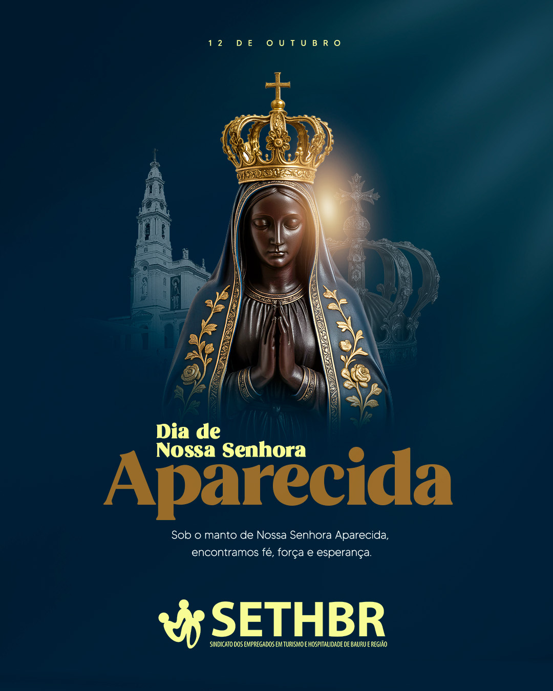 🙏✨ **12 de Outubro — Dia de Nossa Senhora Aparecida** ✨🙏
Sob o manto de Nossa Senhora Aparecida, encontramos **fé para seguir, força para lutar e esperança para vencer**. 💙
Que a padroeira do Brasil abençoe todos os trabalhadores e suas famílias! 🇧🇷
**SETHBR** — Sindicato dos Empregados em Turismo e Hospitalidade de Bauru e Região.
Conte com a gente!
Sempre ao lado do trabalhador.
📞Fale com o Sethbr: (14) 3227-7431 ou 3227-7283
📲 Para saber mais sobre o nosso trabalho, acesse: www.sethbr.com.br
#sethbrbauru #sindicato #bauru #sethbr #aposentadoria #direitodotrabalhador #condomínios #edificio #baurucity