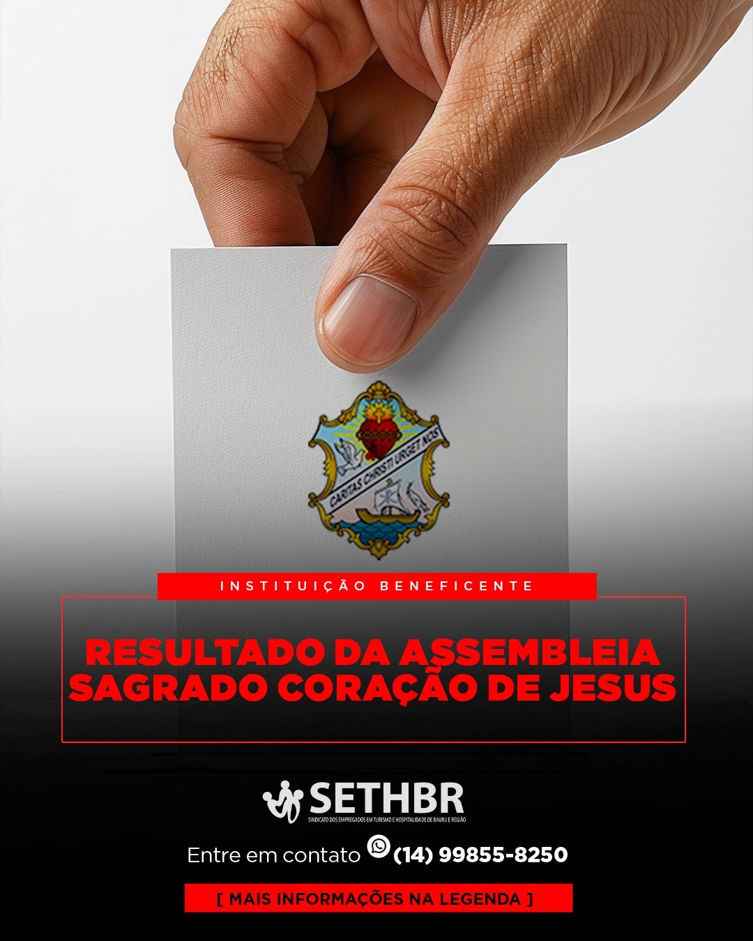 Trabalhadores aprovam proposta em Assembleia Online do SETHBR com 86% de votos favoráveis
Bauru e Região – O SETHBR (Sindicato dos Empregados em Turismo e Hospitalidade de Bauru e Região) informa que foi concluída com sucesso a apuração da Assembleia Geral Extraordinária realizada de forma online. O processo de votação, que garantiu agilidade e segurança aos participantes, ocorreu no dia 05 de dezembro de 2025.

A assembleia teve como objetivo submeter à categoria a aprovação da proposta discutida anteriormente. O resultado final demonstrou uma ampla adesão e confiança dos trabalhadores no processo democrático conduzido pelo sindicato.

Participação Expressiva
O engajamento da categoria foi um dos destaques desta votação. Com um quórum qualificado, o índice de participação reforçou a representatividade das decisões tomadas:

Total de aptos a votar: 27

Total de votos coletados: 22

Índice de participação: 81,48%

Resultado da Votação
Ao final do período de votação (entre 08h e 18h do dia 05/12), a apuração eletrônica registrou a vitória expressiva da aprovação da proposta:

Votos "SIM" (Aprovação): 19 votos (86,36%)

Votos "NÃO": 3 votos (13,64%)

Compromisso com a Categoria
Com a aprovação por ampla maioria, o SETHBR dará continuidade aos trâmites necessários para a formalização do acordo. A transparência na divulgação desses números é parte fundamental do compromisso da diretoria em manter o trabalhador sempre bem informado sobre os rumos de suas conquistas laborais.

A diretoria agradece a todos que dedicaram seu tempo para participar deste processo decisório, fortalecendo a união da classe.

SETHBR – Sempre ao lado do trabalhador.
Conte com a gente!
Sempre ao lado do trabalhador.

📞Fale com o Sethbr: (14) 3227-7431 ou 3227-7283

📲 Para saber mais sobre o nosso trabalho, acesse: www.sethbr.com.br

#sethbrbauru #sindicato #bauru #sethbr #aposentadoria #direitodotrabalhador #condomínios #edificio #baurucity
