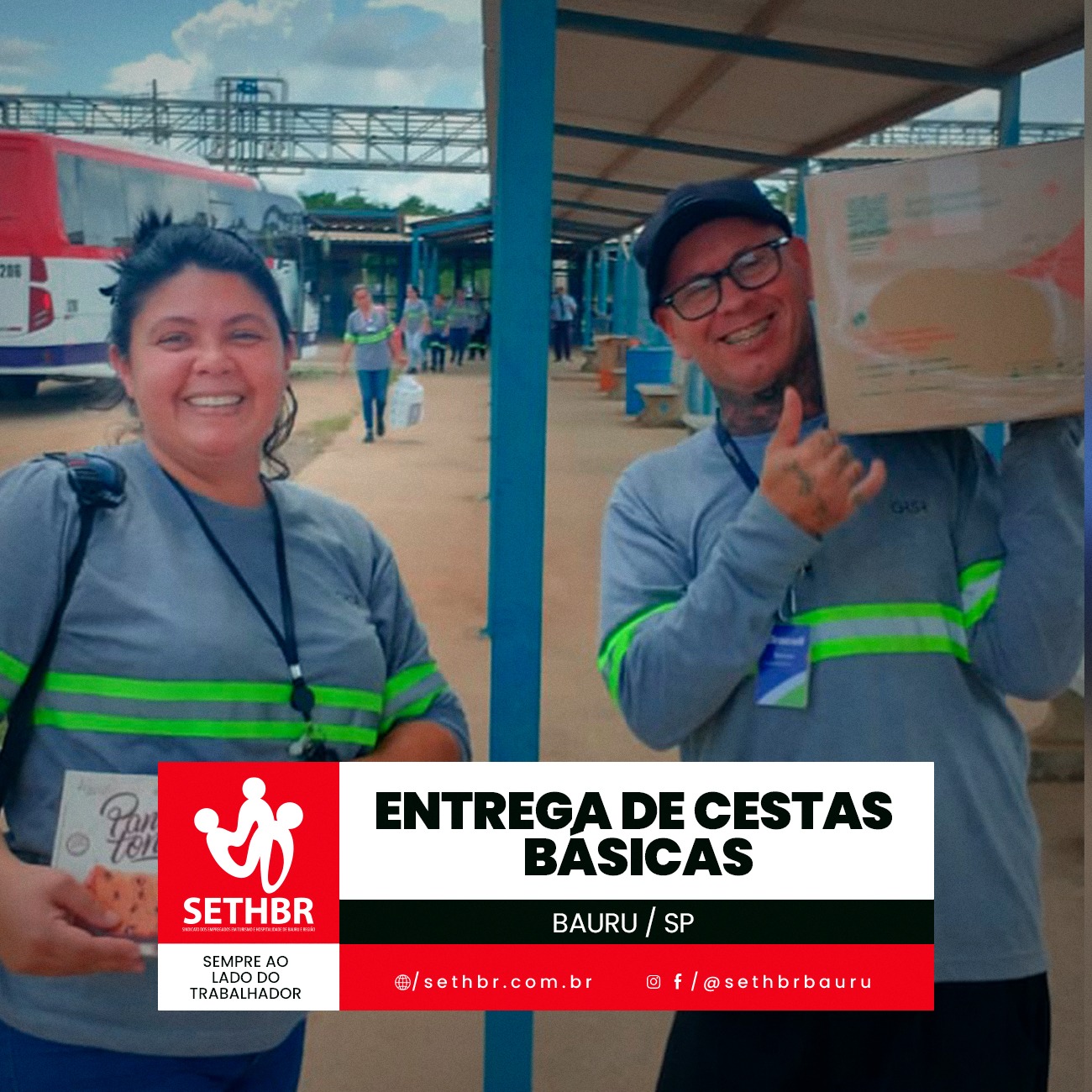 Entrega de cestas básicas para nossos associados da cidade de Bauru e São Manuel!