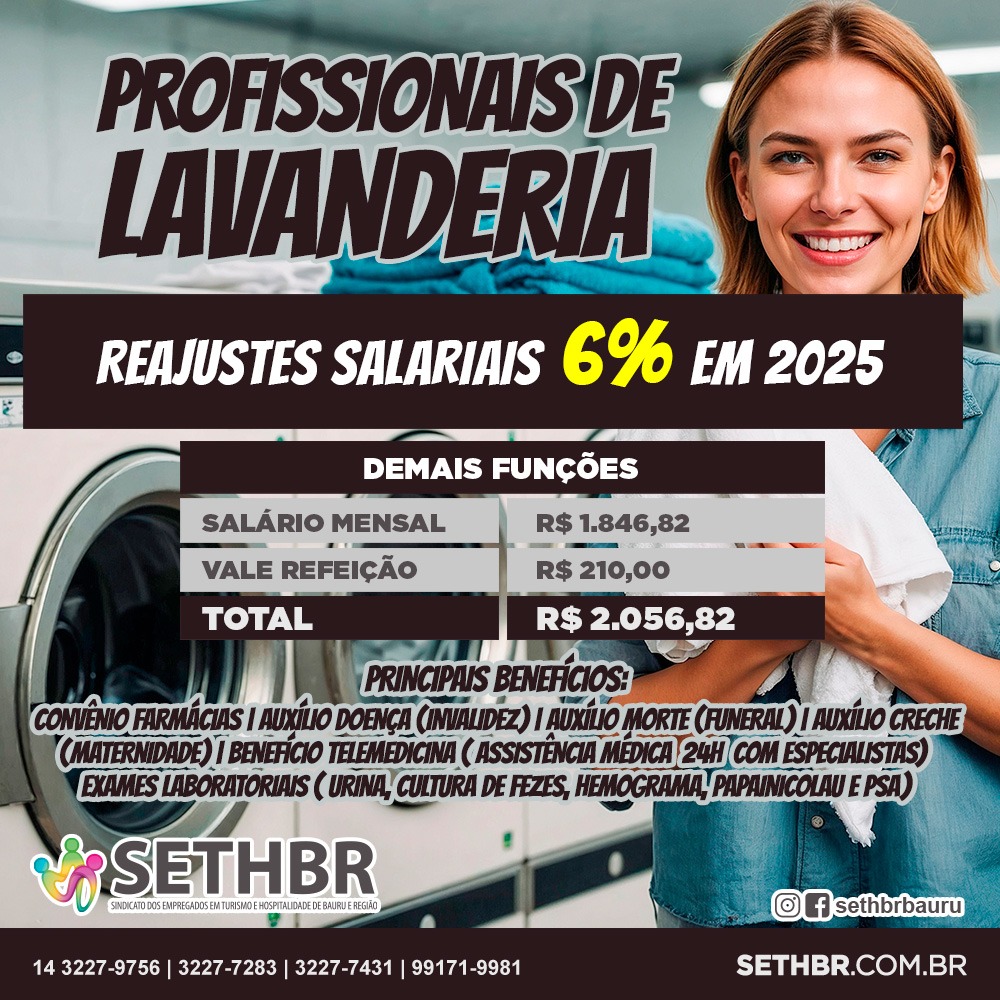 Reajuste Salarial para Profissionais de Lavanderia é Confirmado para 2025