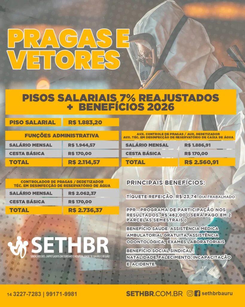ATENÇÃO, TRABALHADORES DE PRAGAS E VETORES!
