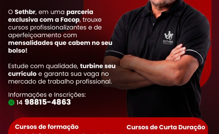 Impulsione sua Carreira: SETHBR e FACOP Lançam Cursos Profissionalizantes com Valores Acessíveis