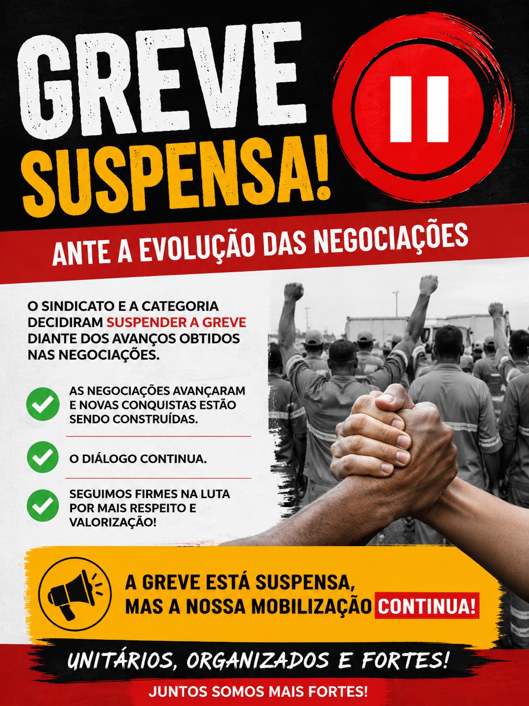 Sindicato suspende greve após avanços nas negociações com a Eco Liberty